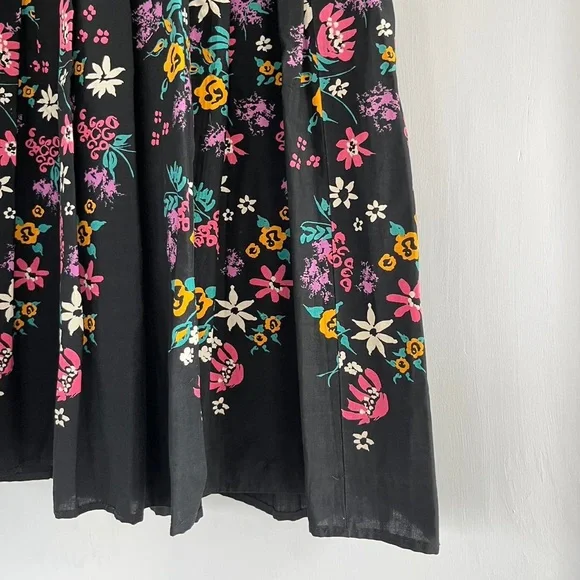50s Vintage Betty Barclay Cute Floral Black Cotton Cottage Dress XS Small 2 4 6 - Picture 3 of 5